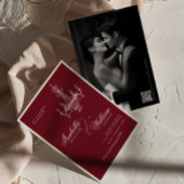 Elegant Old Money Deep Burgundy QR Code Wedding 招待状