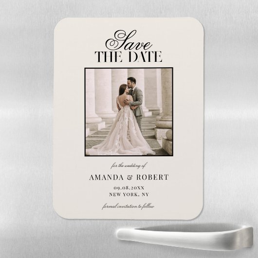 Elegant Old Money Photo Wedding Save the Date マグネット