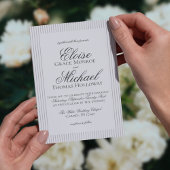 Elegant Old Money Script Neutral Stripe Wedding 招待状