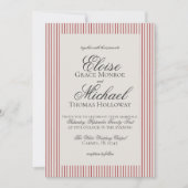 Elegant Old Money Script Red Stripe Wedding 招待状 (正面)
