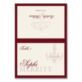 Elegant Old Money Wine Red Wedding place cards テーブルナンバー (正面)