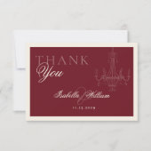 Elegant Old Money Wine Red Wedding Thank You サンキューカード (正面)