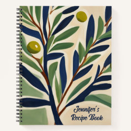 Elegant Olive Branch Personalized Recipe Book ノートブック