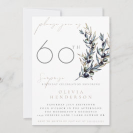 Elegant Olive Branch Surprise Birthday Invitation 招待状