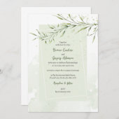 Elegant Olive Branch Wedding Invitation 招待状 (正面/裏面)