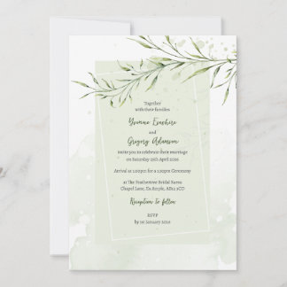Elegant Olive Branch Wedding Invitation 招待状