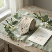 Elegant Olive Branches & Ivory Floral ネクタイ
