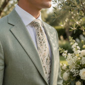 Elegant Olive Branches & Ivory Floral ネクタイ