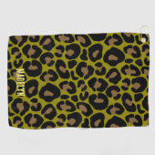 Elegant olive green and black leopard Monogrammed  ゴルフタオル (横)