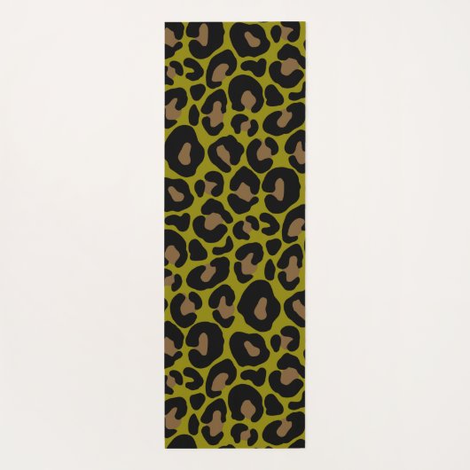 Elegant olive green and black leopard Monogrammed  ヨガマット (裏面)