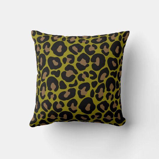 Elegant olive green and black leopard Print クッション (裏面)
