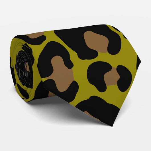 Elegant olive green and black leopard Print ネクタイ (ロール)