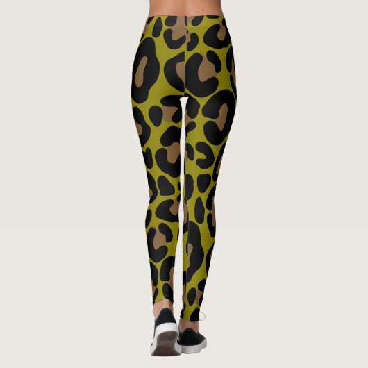 Elegant olive green and black leopard Print レギンス (裏面)