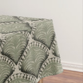 Elegant Olive Green Botanical Fan Pattern Neutral  テーブルクロス (インサイチュ)