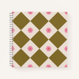 Elegant Olive Green & Cream Geometric Notebook ノートブック
