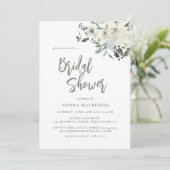 Elegant Olive Green Delicate Floral Bridal Shower 招待状 (スタンド正面)