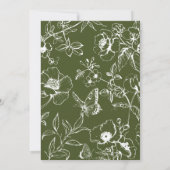 Elegant Olive Green Floral Garden Save The Date 招待状 (裏面)