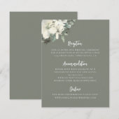 Elegant Olive Green Floral Wedding Enclosure Card エンクロージャーカード (正面/裏面)