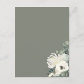 Elegant Olive Green Floral Wedding Enclosure Card エンクロージャーカード (裏面)