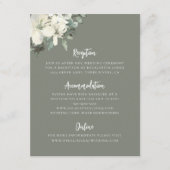 Elegant Olive Green Floral Wedding Enclosure Card エンクロージャーカード (正面)