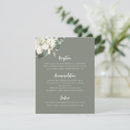 Elegant Olive Green Floral Wedding Enclosure Card エンクロージャーカード