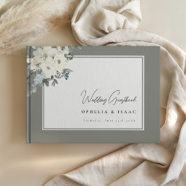 Elegant Olive Green Floral Wedding Guest Book ゲストブック