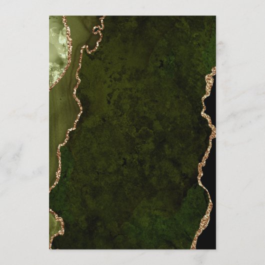 Elegant Olive Green Gold Agate Wedding Menu メニュー (裏面)