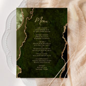 Elegant Olive Green Gold Agate Wedding Menu メニュー