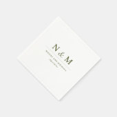 Elegant Olive Green Monogram Initials Wedding スタンダードカクテルナプキン (角)