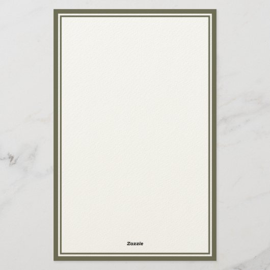 Elegant Olive Green Monogram Two Border 便箋 (裏面)