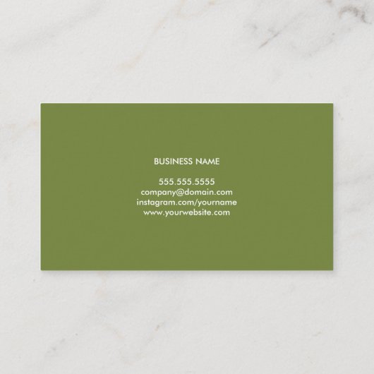 Elegant Olive Green PRINTED Kraft Consultant 名刺 (裏面)