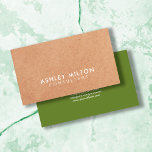 Elegant Olive Green PRINTED Kraft Consultant 名刺<br><div class="desc">Modern simple business card template with PRINTED kraft paper and OLIVE green background. Elegant and cool design. Perfect for consultant,  design/fashion or beauty related professionals.</div>