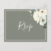 Elegant Olive Green RSVP Postcard with Meal Choice インビテーションポストカード (正面)