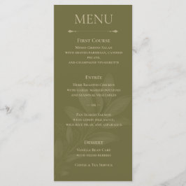 Elegant Olive Green Tulip Botanical Wedding Menu メニュー