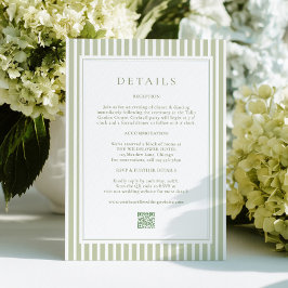 Elegant Olive Green Wedding Details Card エンクロージャーカード