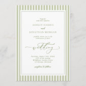 Elegant Olive Green Wedding Invitation 招待状 (正面)