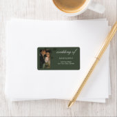 Elegant olive green wedding return address ラベル (インサイチュ)