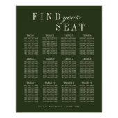  Elegant Olive Green Wedding Seating Chart ポスター (正面)