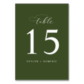Elegant Olive Green Wedding Table Number Cards テーブルナンバー (裏面)