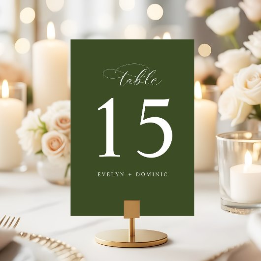 Elegant Olive Green Wedding Table Number Cards テーブルナンバー