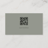 Elegant Olive Taupe QR Code Business Card 名刺 (裏面)