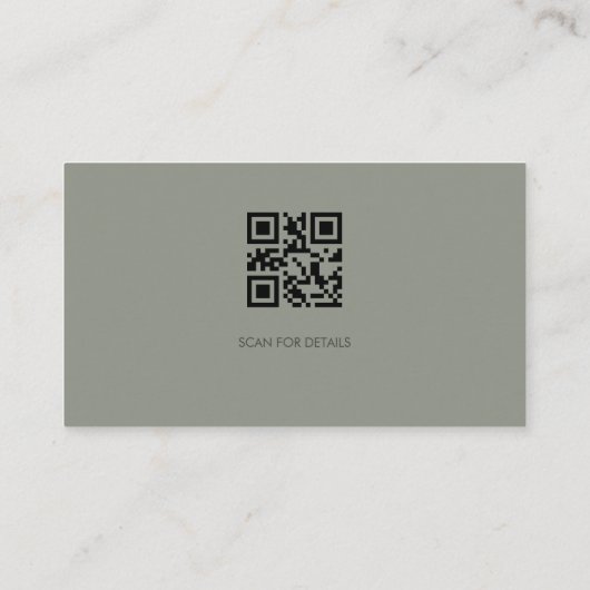 Elegant Olive Taupe QR Code Business Card 名刺 (裏面)