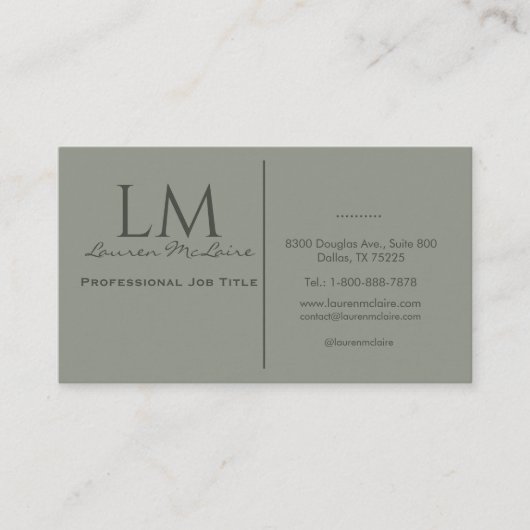 Elegant Olive Taupe QR Code Business Card 名刺 (正面)