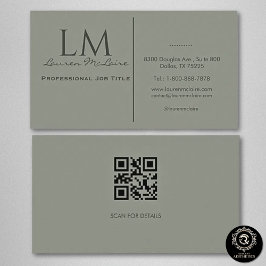 Elegant Olive Taupe QR Code Business Card 名刺