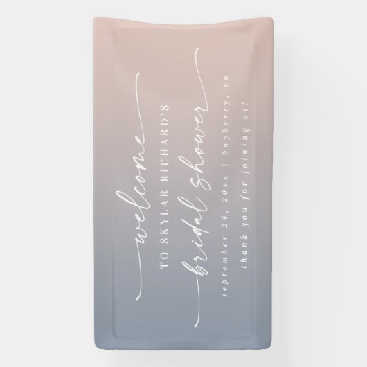 Elegant Ombre Blue & Pink Bridal Shower Welcome 横断幕 (縦)