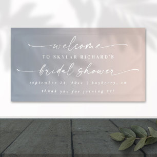 Elegant Ombre Blue & Pink Bridal Shower Welcome 横断幕