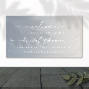 Elegant Ombre Ivory & Blue Bridal Shower Welcome 横断幕