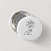 Elegant One Line Rose Button 缶バッジ (正面&裏面)