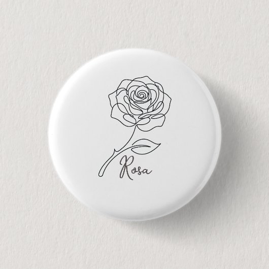 Elegant One Line Rose Button 缶バッジ (正面)