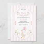 Elegant One Silly Goose Pink Girls 1st Birthday  招待状 (正面)